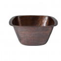Copper Factory CF155 Solid Hand Hammered Copper Medium Square Bar / Prep Sink 13W x 13D x 6 1/4H, Drain Size: 3 1/2"
