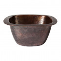 Copper Factory CF156 Solid Hand Hammered Copper Large Square Bar / Prep Sink 15W x 15D x 7 1/2H, Drain Size: 3 1/2"