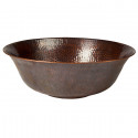 Copper Factory CF159 Solid Hand Hammered Copper Round Vessel Sink 16 Diameter x 6H, Drain Size 1 5/8"