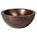 Copper Factory CF161 Solid Hand Hammered Copper Double Wall Round Vessel Sink 16 1/2 Diameter x 6 3/4H, Drain Size 1 5/8"