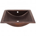 Copper Factory CF169 Solid Hand Hammered Copper Concave Undermount Lavatory Sink 20 1/2W x 17D x 6H, Drain Size 1 5/8"