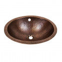 Copper Factory CF170 Solid Hand Hammered Copper Oval Undermount Lavatory Sink 19 1/4W x 16D x 6 1/4H, Drain Size 1 5/8"