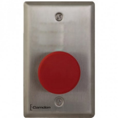 Camden CM-450RL-7724-CPC Single Gang Faceplate, Heavy Duty, Vandal Resistant Mushroom Push Button, Stainless Steel