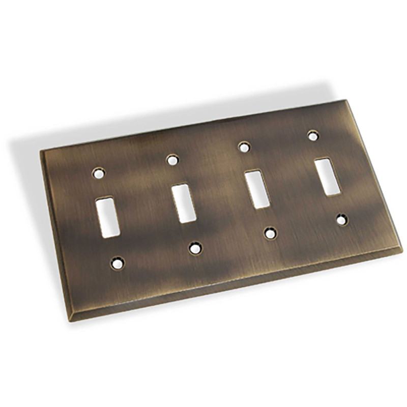 Colonial Bronze 6008-4T Quad Toggle Square Bevel Switch Plate