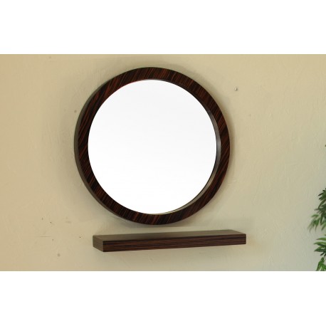 Bellaterra 804338 21.7 In Round Mirror - Wood - Ebony - Zebra - 21.7x2.4x21.7"