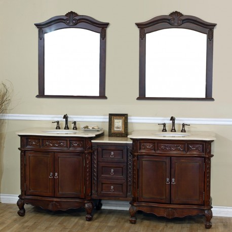 Bellaterra 202016A 82.7 In. Double Sink Vanity-Walnut   - 82.7x23.6x36"