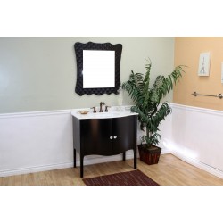 Bellaterra 203037 36.6 In Single Sink Vanity-Wood-Black -White Marble  - 36.6x22x36"