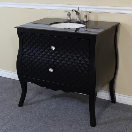Bellaterra 203057B 35.4 In Single Sink Vanity-Wood-Black  - 35.4x22x36"