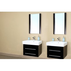Bellaterra 203102 48.5 In Double Wall Mount Style Sink Vanity-Wood-Black  - 48.5x18.9x20"