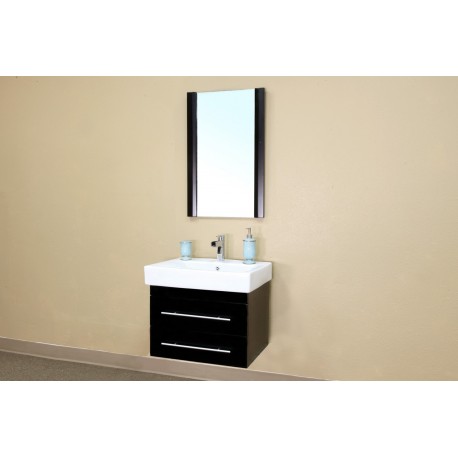 Bellaterra 203102 24.25 In Single Wall Mount Style Sink Vanity-Wood-Black  - 24.25x18.9x20"