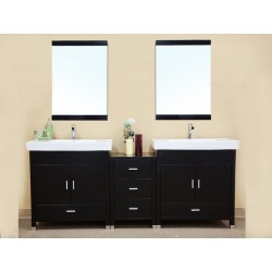 Bellaterra 203107 80.7 In Double Sink Vanity-Wood-Black  - 80.7x18.9x33.5"