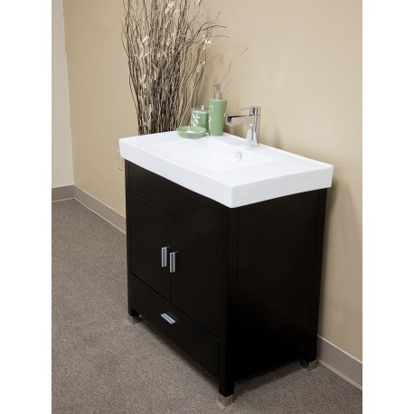Bellaterra 203107 31.5 In Single Sink Vanity-Wood-Black  - 31.5x18.9x33.5"