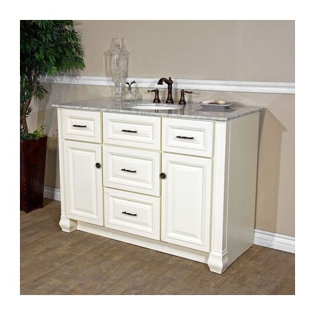 Bellaterra 605022 50 In Single Sink Vanity - Antique White - 50x22x36"