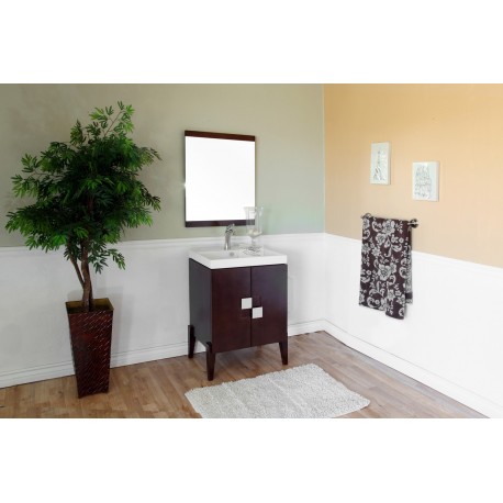 Bellaterra 804366 25 In Single Sink Vanity-Wood-Walnut - 25x16x36"