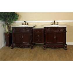 Bellaterra 202016A 82.7 In. Double Sink Vanity-Walnut-White Marble - 82.7x23.6x36"