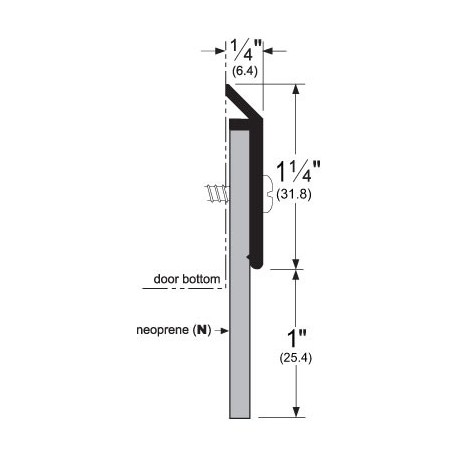 Pemko 3151CR-12 Surface Plate Door Bottom Sweep w/ 1" Neoprene Insert