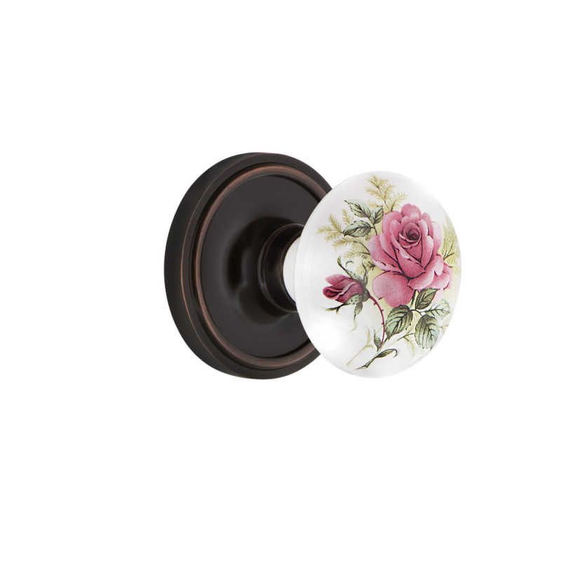 Nostalgic Warehouse CLAROS Classic Rosette w/ White Rose Porcelain Door Knob