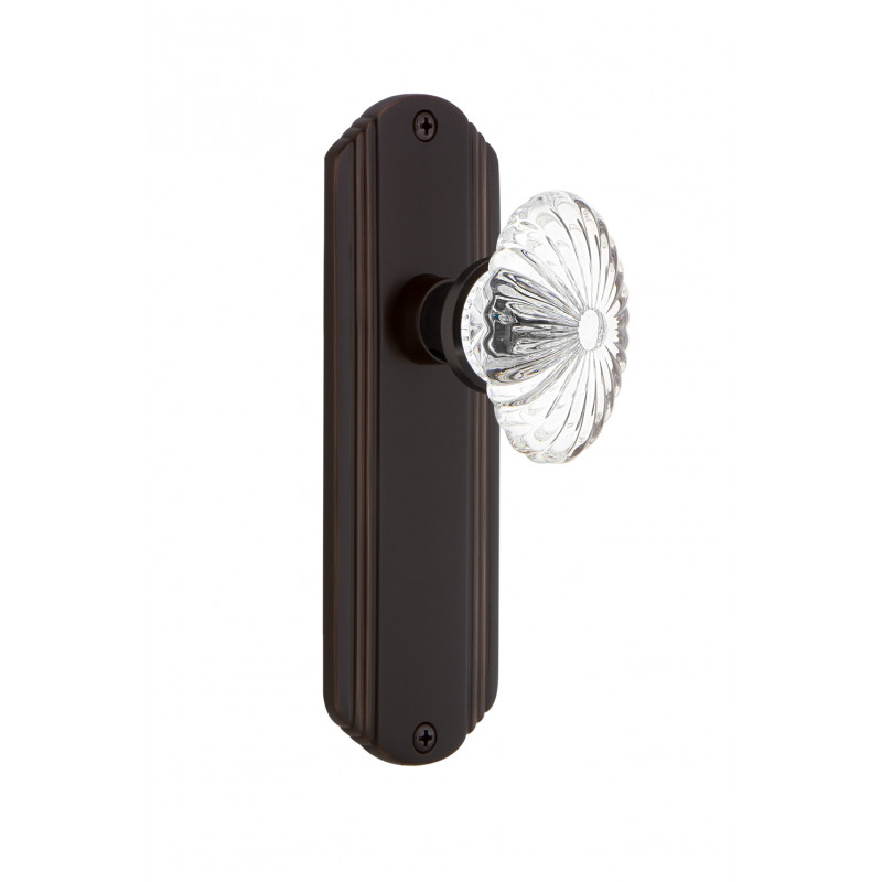 Nostalgic Warehouse DECOFC Deco Plate w/ Oval Fluted Crystal Glass Door Knob