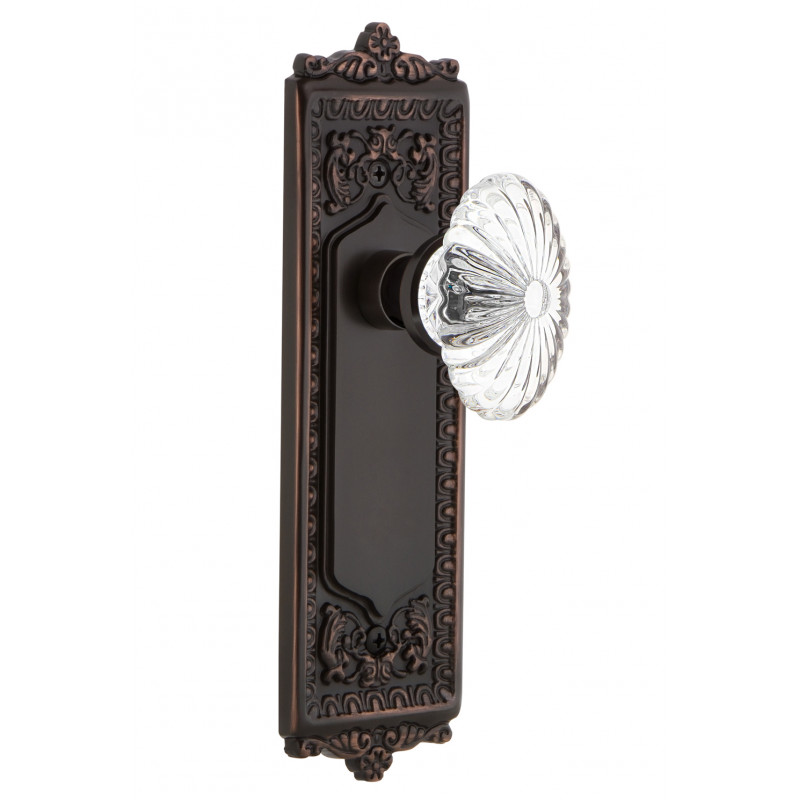 Nostalgic Warehouse EADOFC Egg & Dart Plate w/ Oval Fluted Crystal Glass Door Knob