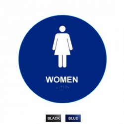 Cal-Royal WHS5 Women Sign Raised & Braille, 12" Circle, Finish-Blue