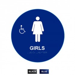 Cal-Royal GHS4 Girls Sign Raised and Braille 12" Circle, Finish-Blue