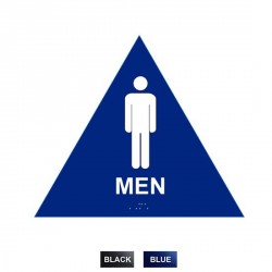 Cal-Royal MHS6  Men Sign Raised and Braille 10 1/2" High Triangle, Finish-Blue