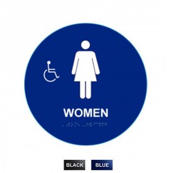 Cal-Royal WHS5A Women Sign Raised and Braille and Handicap Logo 12" Circle