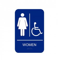 Cal-Royal CAWH69 Women Handicap with Braille Pictogram Text 6" x 9" Sign Blue