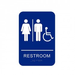 Cal-Royal CARSH69 Unisex Restroom Handicap with Braille Pictogram Text 6" x 9" Sign Blue