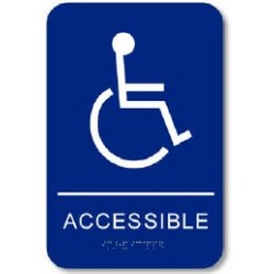 Cal-Royal CACCS69 Handicap Accessible with Braille Pictogram Text 6" x 9" Sign Blue