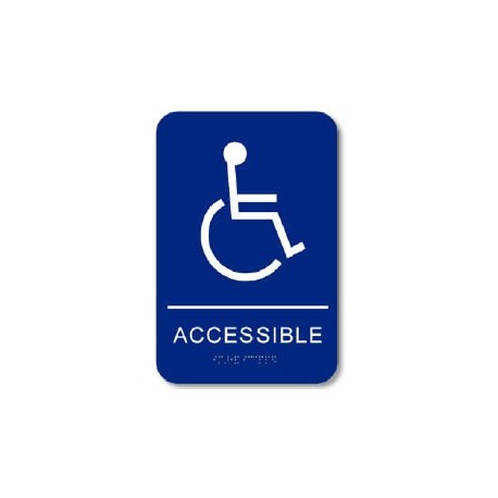 Cal-Royal CACCS69 Handicap Accessible with Braille Pictogram Text 6" x 9" Sign Blue