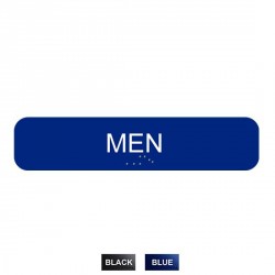 Cal-Royal CAM1348 Men with Braille Text 1 3/4" x 8" Sign Blue