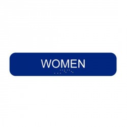 Cal-Royal CAW1348 Women with Braille Text 1 3/4" x 8" Sign Blue