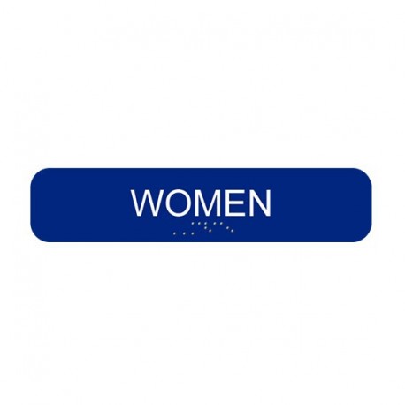 Cal-Royal CAW1348 Women with Braille Text 1 3/4" x 8" Sign Blue