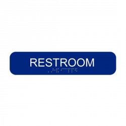 Cal-Royal CARS1348 Restroom with Braille Text 1 3/4" x 8" Sign Blue