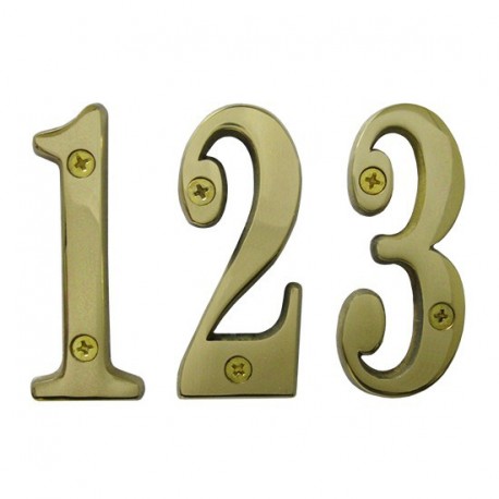 Cal-Royal SBN2 SBN2 9 Solid Brass Numbers 0-9 2", Finish-Bright Brass