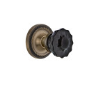 Nostalgic Warehouse Rope ROPCRB Rosette w/ Crystal Black Glass Door Knob