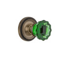 Nostalgic Warehouse ROPCRE Rope Rosette w/ Crystal Emerald Glass Door Knob