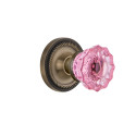 Nostalgic Warehouse ROPCRP Rope Rosette w/ Crystal Pink Glass Door Knob