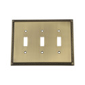 Nostalgic Warehouse ROPSWPLTT3 Rope Switch Plate w/ Triple Toggle