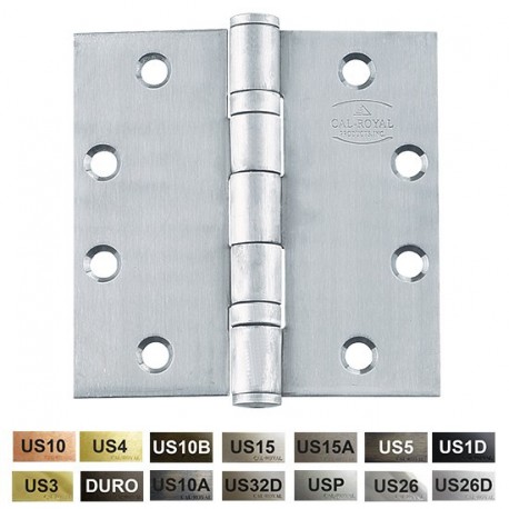 Cal-Royal BB31 BB31 US3 Full Mortise Standard Weight Two Ball Bearing Hinge, 4 1/2" x 4 1/2"