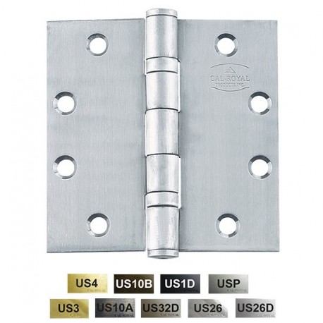 Cal-Royal BB454 BB454 US10B Full Mortise Standard Weight Two Ball Bearing Hinge, 4 1/2" x 4"