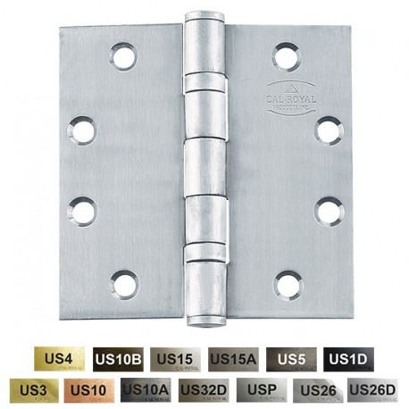 Cal-Royal BBSC56 BBSC56 US1 Full Mortise Standard Weight Two Ball Bearing Hinge, 4" x 4"