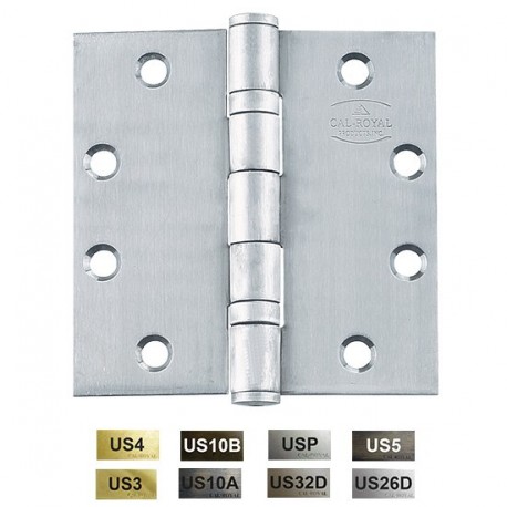 Cal-Royal BBSC77 BBSC77 US5 Full Mortise Standard Weight Two Ball Bearing Hinge 3 1/2" x 3 1/2"