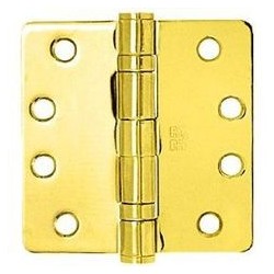 Cal-Royal LIFSBBH44 US3 Full Mortise Two Ball Bearings Life Time Finish 4" x 4", .130" Gauge in Bright Brass