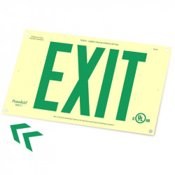 American Permalight Photoluminescent Rigid PVC Plastic EXIT Signs 6", Unframed w/ 4 Mounting Holes