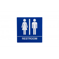 Trimco 509 ADA Restroom Sign-Unisex -Braille White on Blue ONLY - 8" x 8" 1/32" Raised Letters & Pictogram