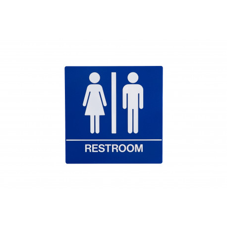 Trimco 509 ADA Restroom Sign-Unisex -Braille White on Blue ONLY - 8" x 8" 1/32" Raised Letters & Pictogram