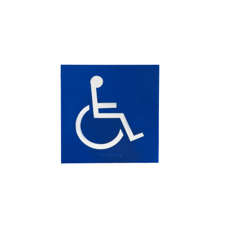 Trimco 751 Handicap Sign with Braille White on Blue Only - 8" x 8" ADA