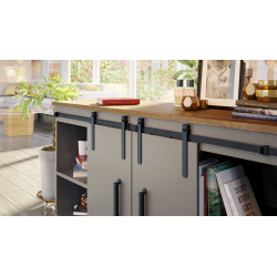 Mockett SDH4-90 Barn Door Hardware Miniature Cabinet Sliding Door Sets, Black